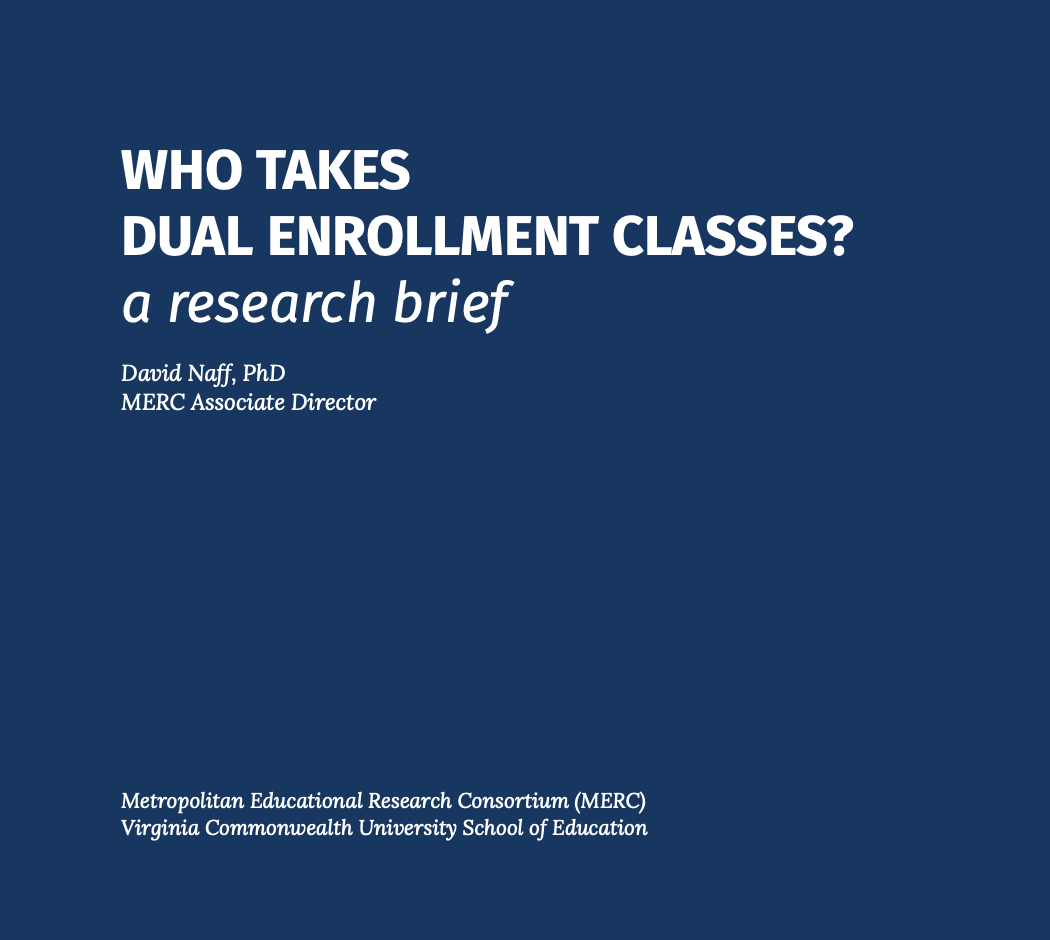 This is the cover to the MERC research brief about Dual Enrollment classes